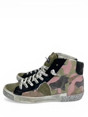 Philippe Model PRSX High Sneaker in Camouflage Military Fuschia